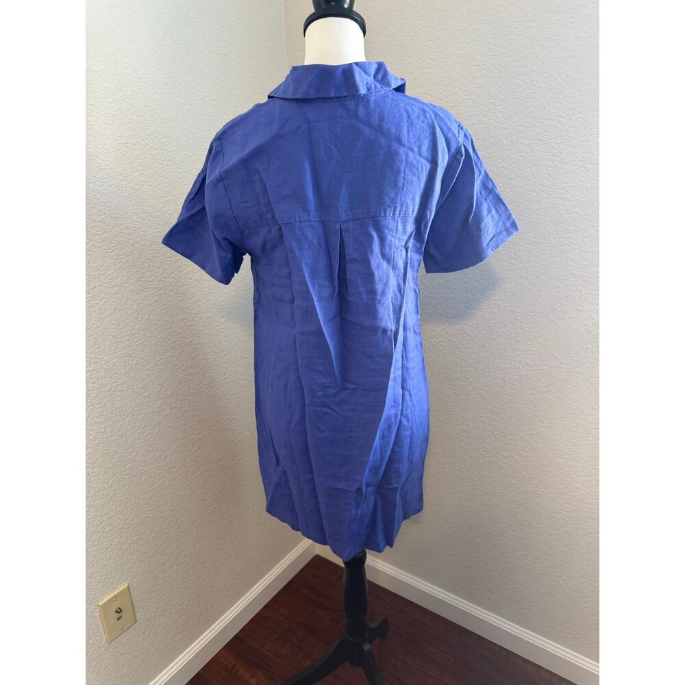 Madewell Palma Mini Dress in 100% Linen Blue Size S NWT - Picture 5 of 10